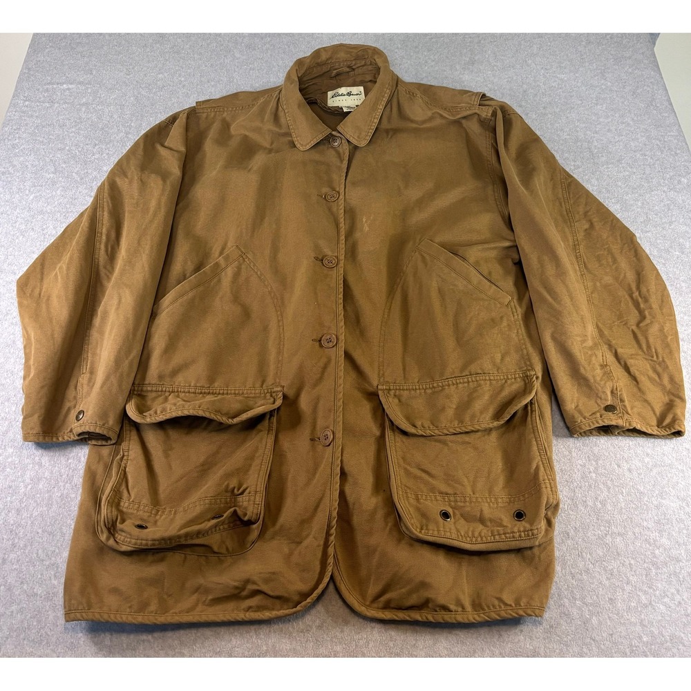 Eddie Bauer Utility Jacket Mens XL Tall Tan Cotton Canvas Workwear Barn Coat